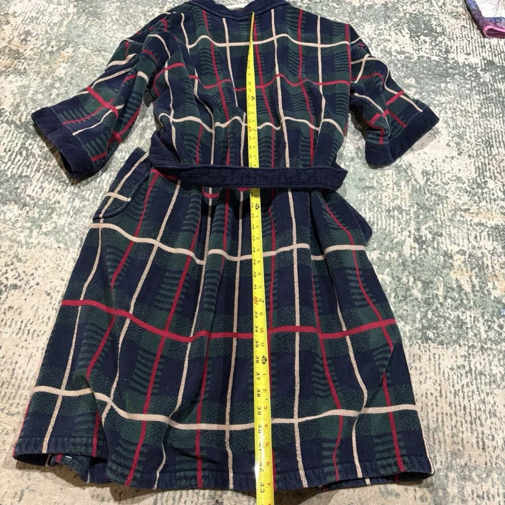vintage Ash Creek Trading plaid terry cloth lounge robe Large Men's